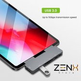 ZenXstore USB-C voor iPad Pro and iPad Air / Titanium grey 7 in 1 hub met HDMI voor de nieuwe iPad Pro met USB-C 4K HDMI, USB-C PD Snel opladen, USB 3.0, SD/TF kaartlezer Type C Hub Adapter bij ZenXstore™