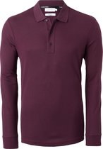 Calvin Klein Regular Fit pique polo lange mouw - donkerrood -  Maat: M