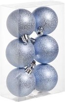 KERSTBALLEN SET 6 STUKS | KERSTVERSIERING | WRINKLE IJSBLAUW | D6 CM | KUNSTSTOF