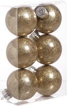 KERSTBAL SET 6 STUKS | KERSTVERSIERING | TWINKLE GOUD | D6 CM | KUNSTSTOF
