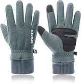 Waterdichte Handschoenen met Touchscreen en Antislip - Grijs- Close Up Gloves