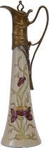 Wijnkan porselein - klassiek bloemenmotief met brons - 40 cm hoog