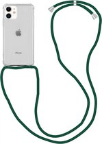 Apple iPhone 12 Mini Hoesje Back Cover met Koord Donker Groen