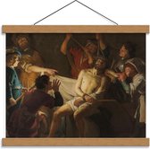 Schoolplaat – Oude Meesters - De doornenkroning van Jezus, Gerard v Honthorst, 1622 - 40x30cm Foto op Textielposter (Wanddecoratie op Schoolplaat)