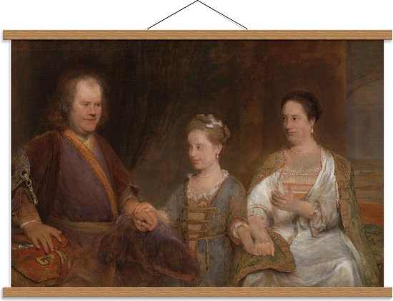 Schoolplaat – Oude Meesters - H. Boerhaave met M. Drolenvaux dochter, Aert de Gelder - 90x60cm Foto op Textielposter (Wanddecoratie op Schoolplaat)
