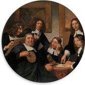 Dibond Wandcirkel - Oude Meesters - De overlieden van het Sint Lucasgilde, Jan de Bray - 30x30cm Foto op Aluminium Wandcirkel (met ophangsysteem)