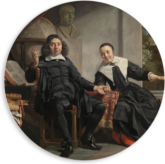 Forex Wandcirkel - Oude Meesters - A. Casteleyn en echtgenote M. van Bancken, Jan de Bray - 80x80cm Foto op Wandcirkel (met ophangsysteem)