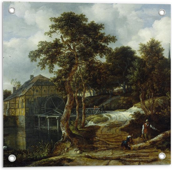Affiche de jardin – Oude Meesters - Paysage avec moulin à eau, Jacob Isaacksz van Ruisdael - 50x50cm Photo sur Affiche de jardin (décoration murale pour l'extérieur et l'intérieur)
