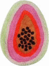 Lucy's Living PAPAJA Vloerkleed - handgemaakt - kinderkamer - fruit - 45 x 65 cm - roze - groen - jongenskamer - meisjeskamer - slaapkamer