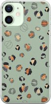 iPhone 12 mini hoesje siliconen - Luipaard baby leo - Soft Case Telefoonhoesje - Luipaardprint - Transparant, Blauw
