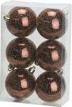 KERSTBAL SET 6 STUKS | KERSTVERSIERING | CRACK BRUIN | D7 CM | KUNSTSTOF