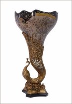 Bronzen Pauw - Vaas - Porseleinen vaas - 72 cm hoog
