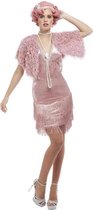 Smiffys Kostuum -S- Deluxe 20s Vintage Pink Flapper Roze