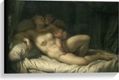 Canvas  - Oude Meesters - Venus door Amor gekust, Adriaen van der Werff - 60x40cm Foto op Canvas Schilderij (Wanddecoratie op Canvas)