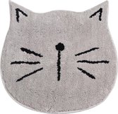 Lucy's Living KITTEN Vloerkleed - handgemaakt - kinderkamer - kat - 60 x 60 cm - zwart - grijs - jongenskamer - meisjeskamer - slaapkamer