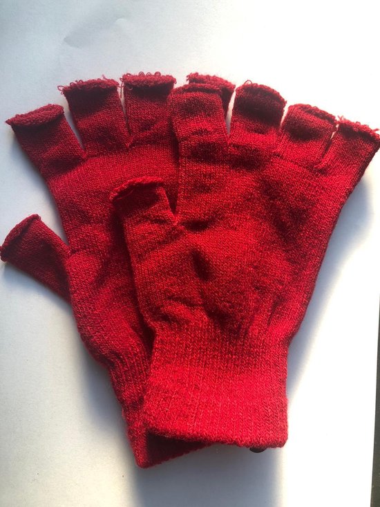 Gants d'habillage sans doigts pour adultes - rouge bordo - Unisexe - Tricotés - Années 80/80 - Gant Witte sans doigts - Pour femmes et hommes