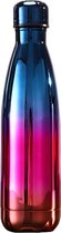 Drinkfles - Thermosfles - Dubbelwandig - RVS - Blauw/Roze/Rood - 0.5 liter - Able & Borret