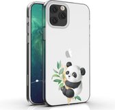 Apple Iphone 12 / 12 Pro siliconen telefoonhoesje transparant Panda * LET OP JUISTE MODEL *