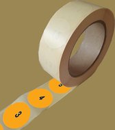 Genummerde etiketten op rol, 35 mm rond, oranje radiant papier / 0001 t/m 1000