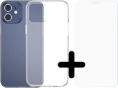 Shop4 - iPhone 12 Hoesje + Glazen Screenprotector - Zachte Back Case Transparant