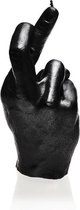 Hoogglans zwart gelakte figuurkaars, design: Hand CRS Hoogte 19 cm (30 uur)