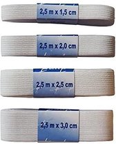 3 x rubberen band 2,5 mx 1,5 cm in de kleur wit en kookvast, elastisch koord, naaiband, slipje, zoomband