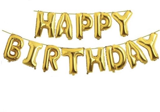 Happy Birthday Slinger Goud - Ballonslinger - Folie Ballonnen | bol.com