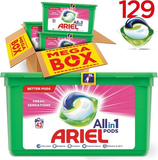 Ariel All in 1 Wasmiddel Pods Fresh Sensations - 3x43 Wasbeurten -  Halfjaarbox | bol.com