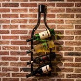 Luxe Wijnrek - Wijnfleshouder - Metaal - Wijnflesmodel - Zwart - Flessenhouder - Muur - 4 Flessen - 78 cm