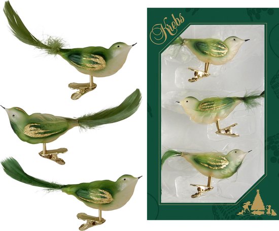 Groene Decoratie Vogeltjes voor de Kerstboom - doosje van 3 vogeltjes op  clip | bol.com