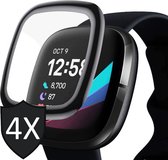 Screenprotector geschikt voor Fitbit Versa 3 - Full Screen Protector - 4 Stuks