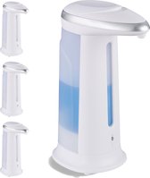 Relaxdays 4 x zeepdispenser automatisch - navulbaar - zeeppompje sensor – kunststof - wit