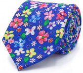 GENTS | Stropdas blauw bloempatroon Maat NS