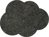 Wolk vilt onderzetters  - Gemeleerd antraciet - 6 stuks - 10,5 x 8 cm - Tafeldecoratie - Glas onderzetter - Cadeau - Woondecoratie - Tafelbescherming - Onderzetters voor glazen - K