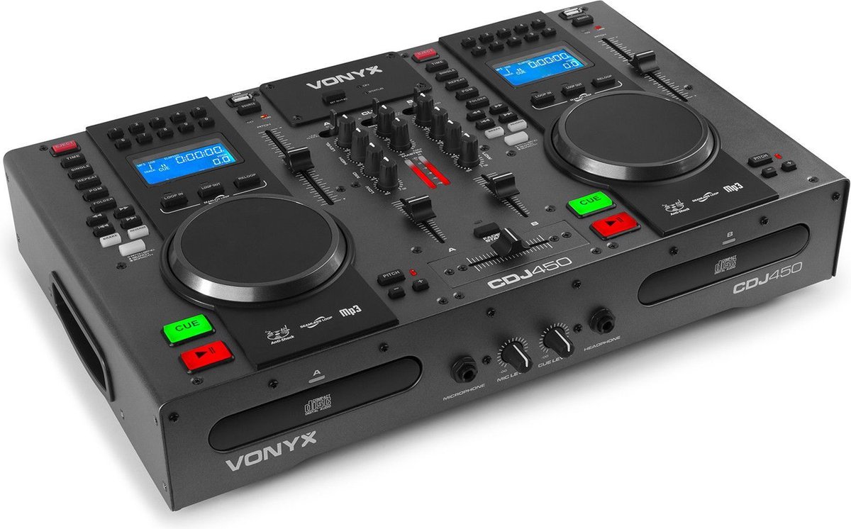 DJ set met Dubbele CD/USB Speler en Mixer Vonyx CDJ450 Standalone
