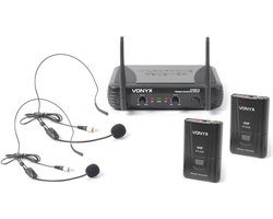 Vonyx STWM712H 2-kanaals VHF Draadloos Microfoonsysteem met headsets