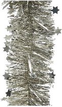 Kerstboom folie slinger - sterren zilver 9cm x 270 cm