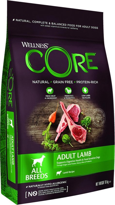 Wellness Core Grain Free Dog Adult Lam - Hondenvoer - 10 kg