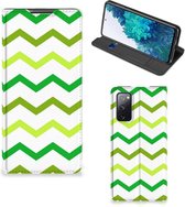 Leuk Telefoonhoesje Geschikt voor Samsung Galaxy S20 FE Bookcase Zigzag Groen