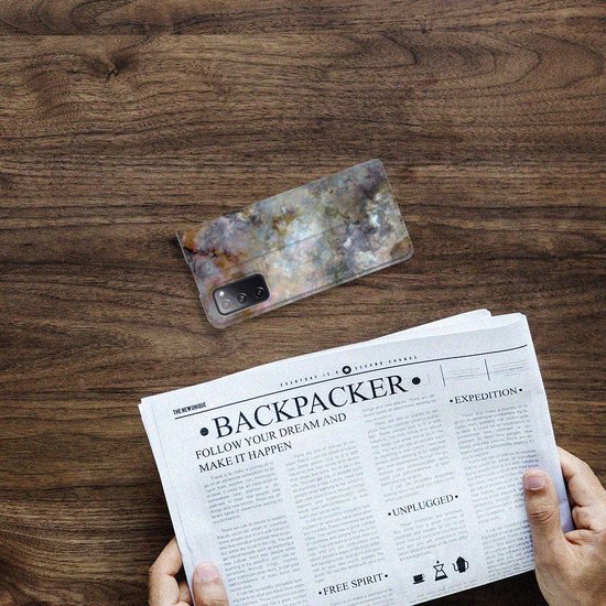 Bookcase Samsung Galaxy S20 FE Smart Cover Marble Grijs