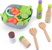 Cucinino houten Speelgoedsaladeset met accessoires - Salade set voor kinderen - Speelgoedkeukenaccessoireset