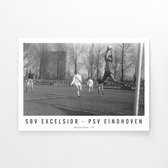 Walljar - SBV Excelsior - PSV Eindhoven '74 - Zwart wit poster met lijst