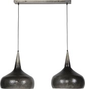 Vintage trechtervormige hanglamp 2xØ40 cm in zilverkleurig antiek metaal