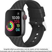 Zwart Siliconen sporthorloge Band geschikt voor Apple Watch 1, 2, 3, 4, 5, 6, 7, 8, SE & Nike+, 38mm & 40mm "Vrouwenbreedte" Series – Maat: zie maatfoto - Soepel hoogwaardig siliconen - 38 mm en 40 mm
