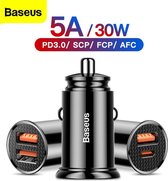Baseus | Quick Charge | Autolader | 2x USB-A | 5.0A | 30W | Zwart