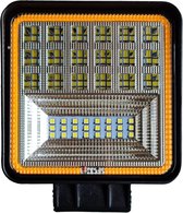 Werklicht + knipperlicht vierkant | LED verstraler 42x3=126W | 10-60 Volt | 6000K + oranje| IP67