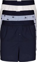 Lacoste heren wijde boxershorts (3-pack) - blauw - navy en wit -  Maat: M