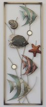 wanddecoratie - metaal schilderij - vissen - zeedieren - 28x73
