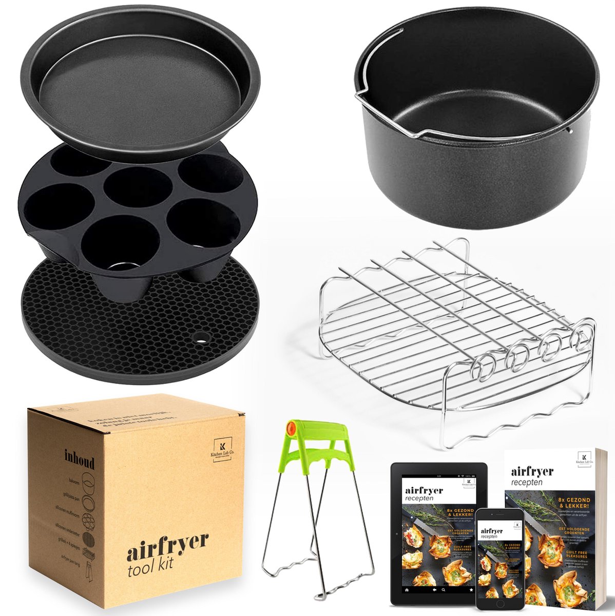 Kitchen Lab Co. 10delige accessoireset Heteluchtfriteuse