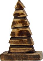Kerstdecoratie - Kerstboom - Hout - Bruin - 15x6x23 cm - Fairtrade - Sarana
